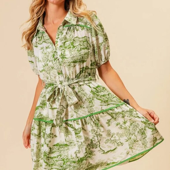 BiBi Woven Printed Tiered Dress - Picture 2 of 16